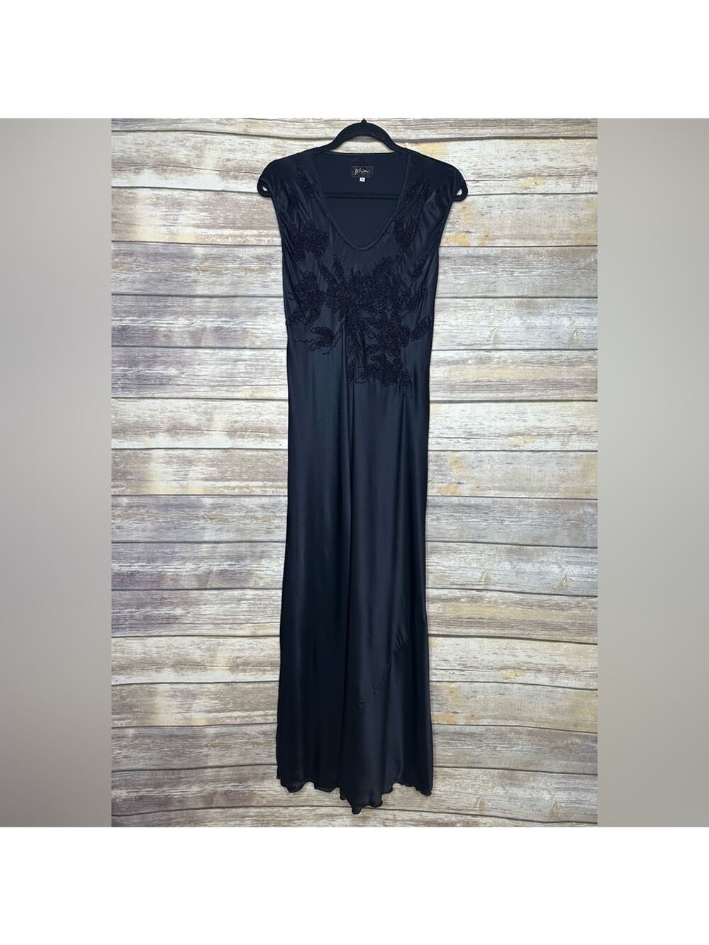 BIYA Johnny Was S beautiful beaded silk black gown